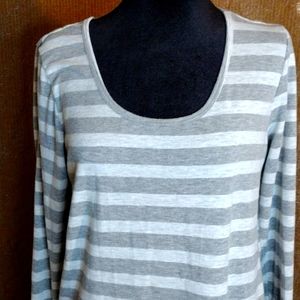 Women's Gray Striped Long Sleeve Top by Just Be in Size Large